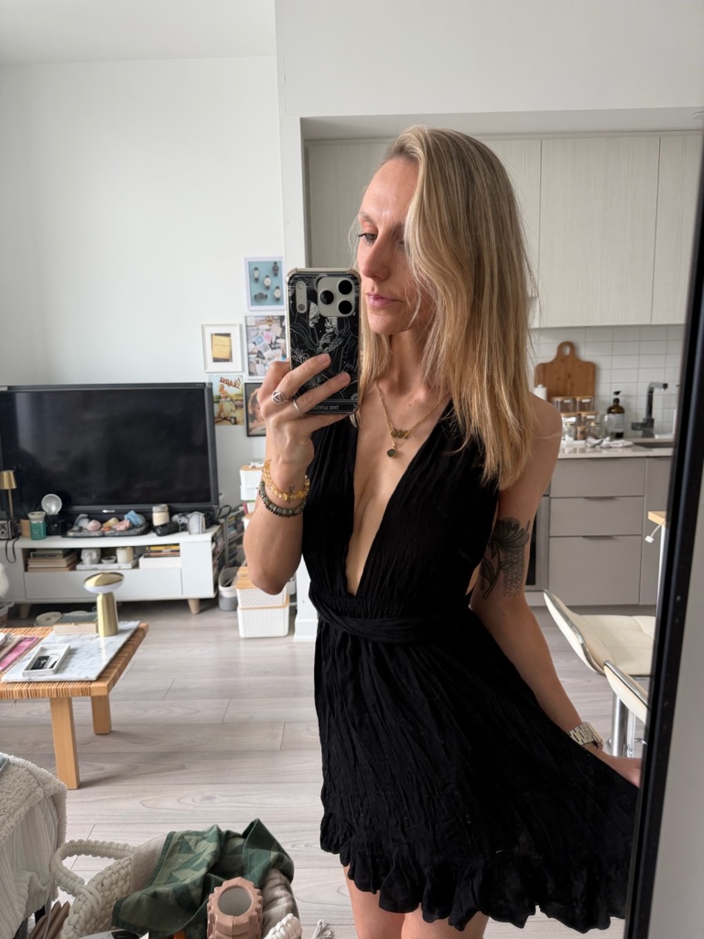Classic black wrap sundress